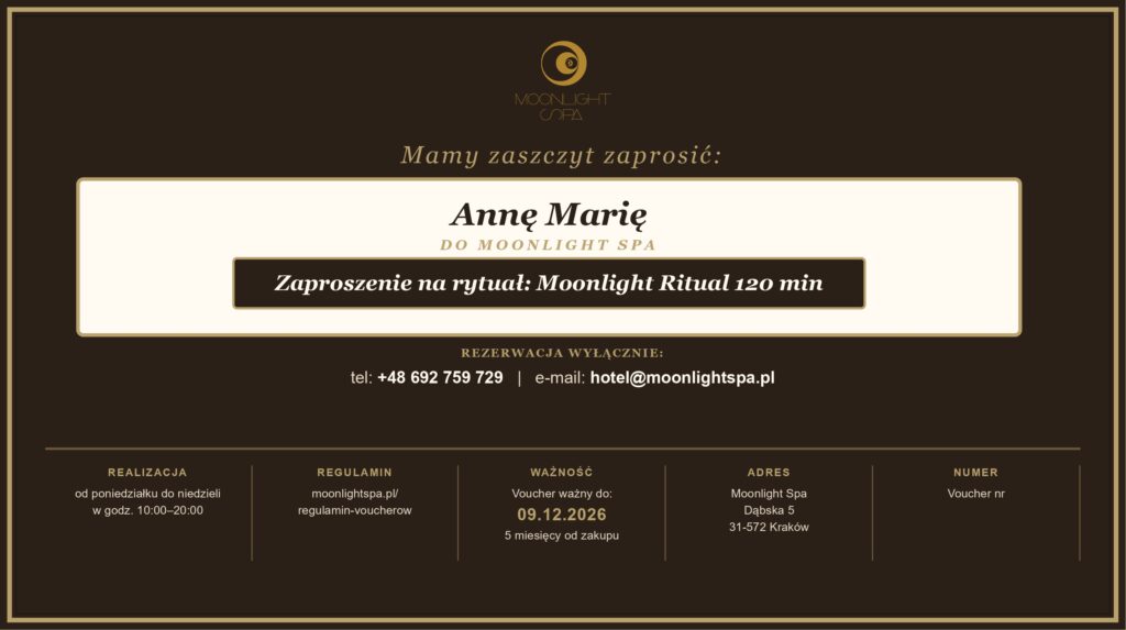 Voucher na prezent Kraków – elegancki prezent na każdą okazję 1 Voucher do spa Kraków prezent